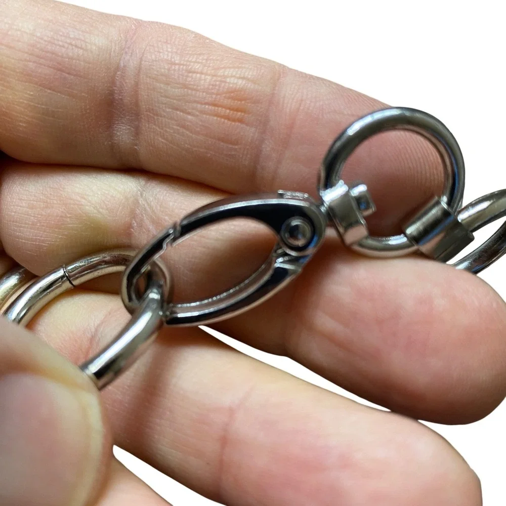 Silver Tone O-Ring Link Chain Belt Adjustable Lobster Clasp Statement Accessory